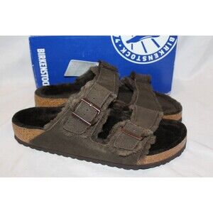 BIRKENSTOCK MEN'S ARIZONA SHEARLING SANDALS MOCHA EU 45 US 12 REGULAR NIB